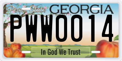 GA license plate PWW0014
