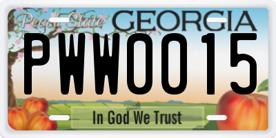 GA license plate PWW0015