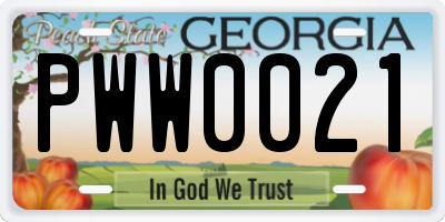 GA license plate PWW0021