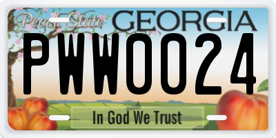 GA license plate PWW0024