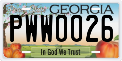 GA license plate PWW0026