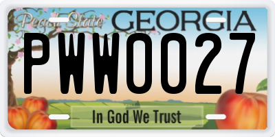 GA license plate PWW0027