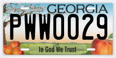 GA license plate PWW0029