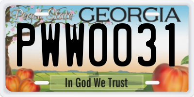 GA license plate PWW0031