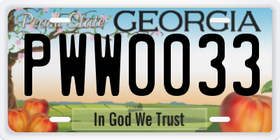 GA license plate PWW0033