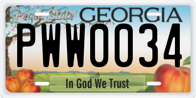 GA license plate PWW0034