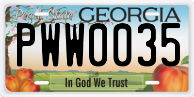 GA license plate PWW0035
