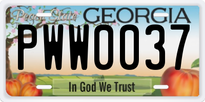 GA license plate PWW0037