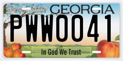 GA license plate PWW0041