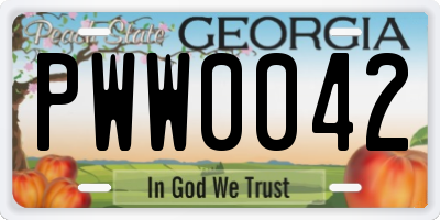 GA license plate PWW0042