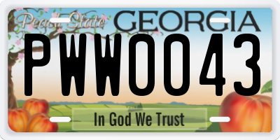 GA license plate PWW0043