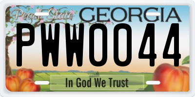 GA license plate PWW0044