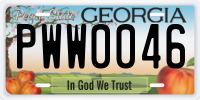 GA license plate PWW0046