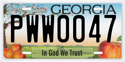 GA license plate PWW0047