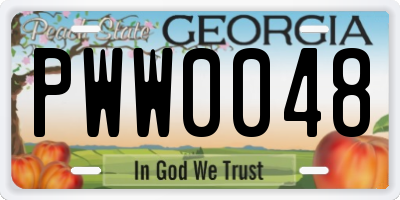 GA license plate PWW0048