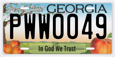 GA license plate PWW0049