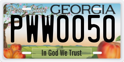 GA license plate PWW0050