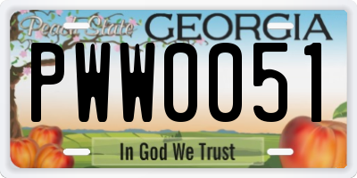 GA license plate PWW0051