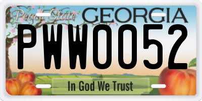 GA license plate PWW0052