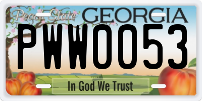 GA license plate PWW0053