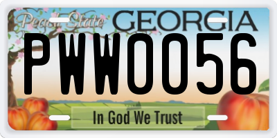 GA license plate PWW0056