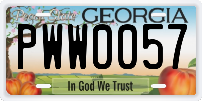 GA license plate PWW0057