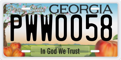 GA license plate PWW0058