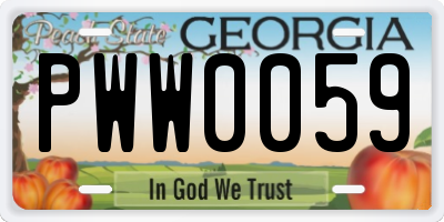 GA license plate PWW0059