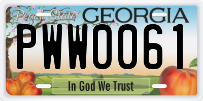 GA license plate PWW0061