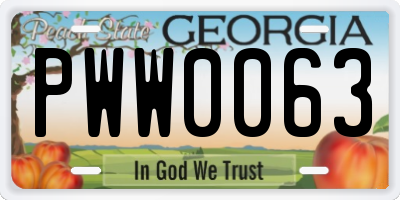 GA license plate PWW0063