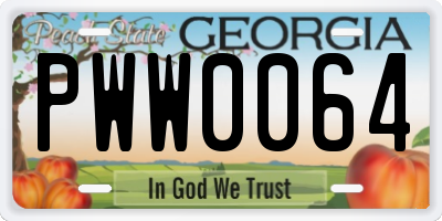 GA license plate PWW0064