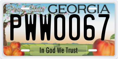 GA license plate PWW0067