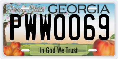 GA license plate PWW0069