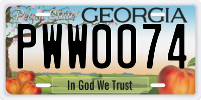 GA license plate PWW0074