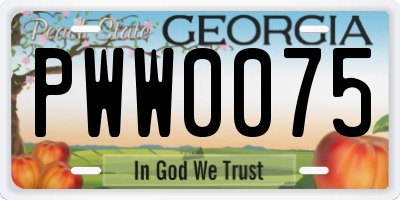 GA license plate PWW0075