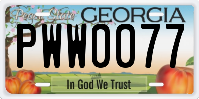 GA license plate PWW0077
