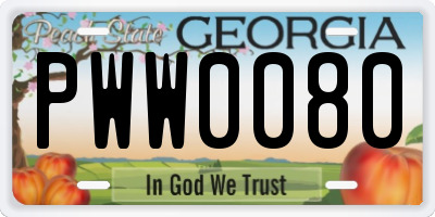 GA license plate PWW0080