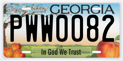 GA license plate PWW0082