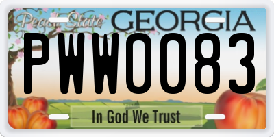 GA license plate PWW0083