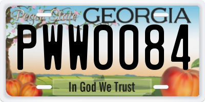 GA license plate PWW0084