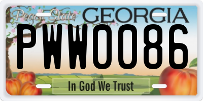 GA license plate PWW0086