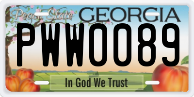 GA license plate PWW0089