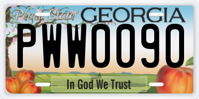 GA license plate PWW0090