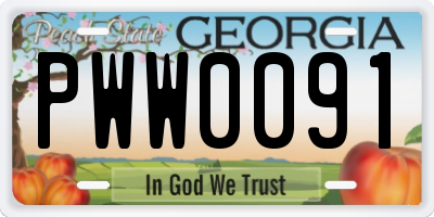 GA license plate PWW0091