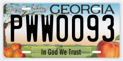 GA license plate PWW0093