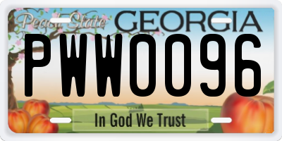 GA license plate PWW0096