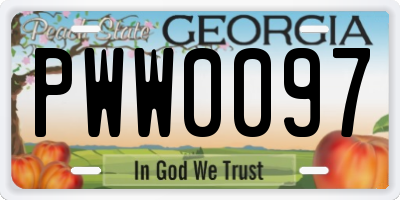 GA license plate PWW0097