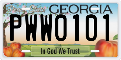 GA license plate PWW0101