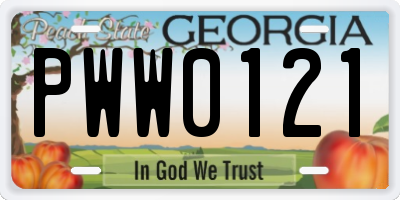 GA license plate PWW0121