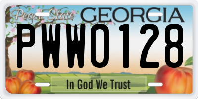 GA license plate PWW0128